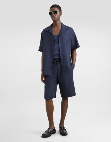 Košeľa Dolce & Gabbana Dolce & Gabbana Linen Shirt with DG Logo Embroidery Navy | G5JH9ZFU4LGB0665, 1