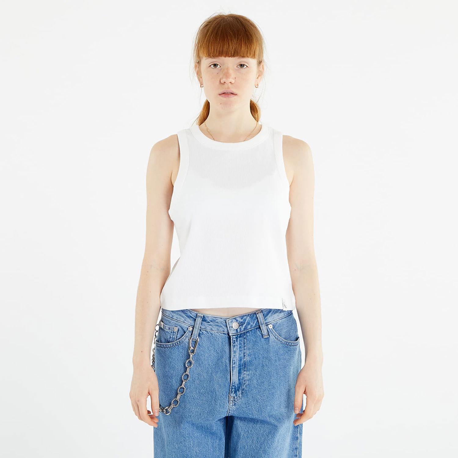Tielko CALVIN KLEIN Tab Rib Tank Top Biela | J20J221055 YAF, 0