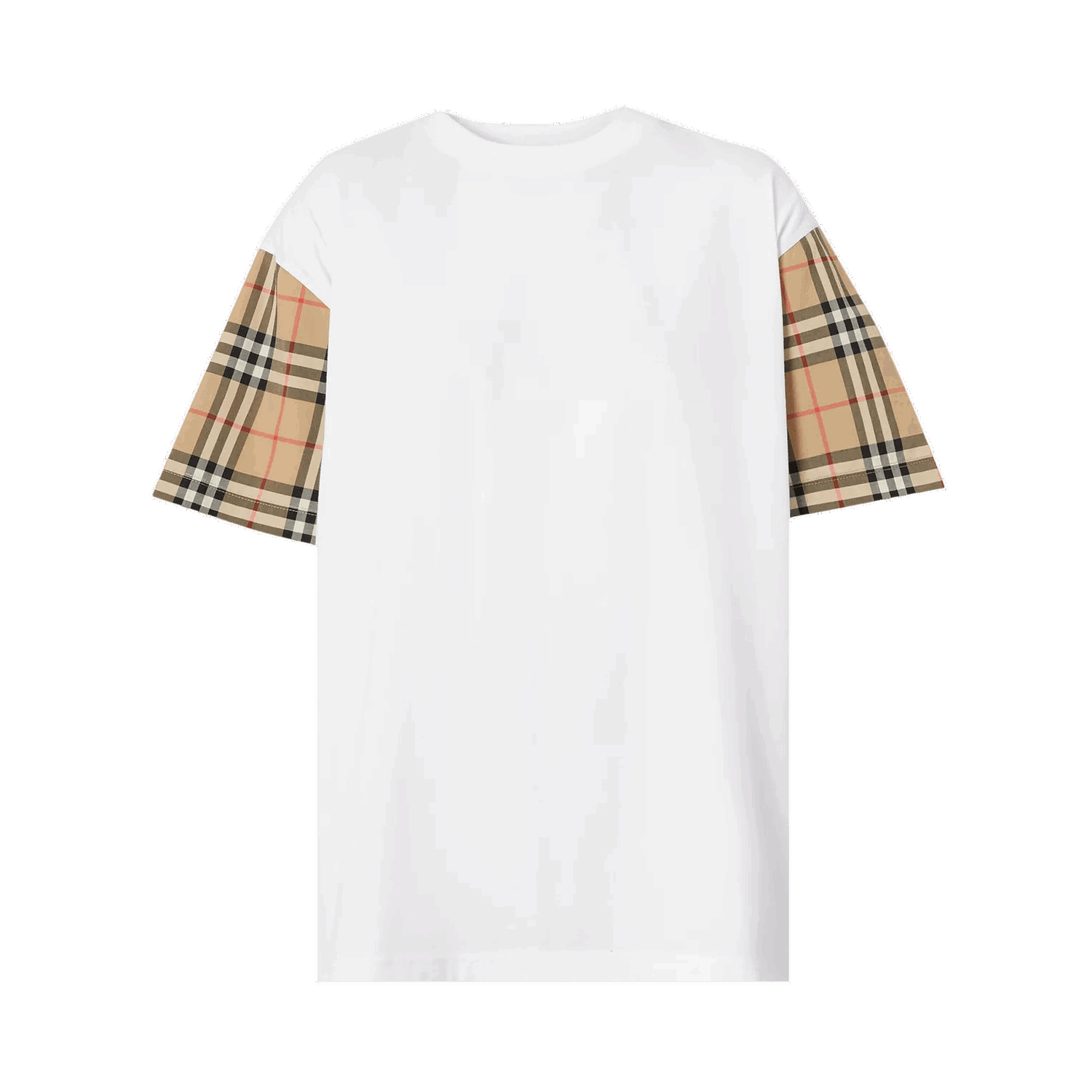 Tričko Burberry Vintage Check Sleeve Oversized T-Shirt Biela | 8042716, 0