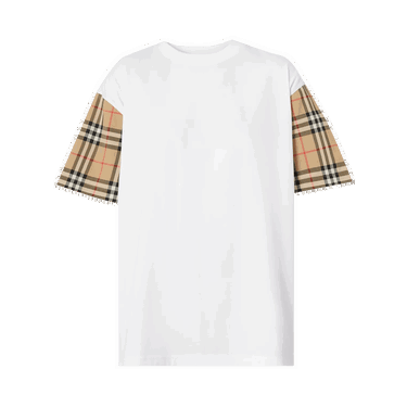 Tričko Burberry Vintage Check Sleeve Oversized T-Shirt Biela | 8042716, 0