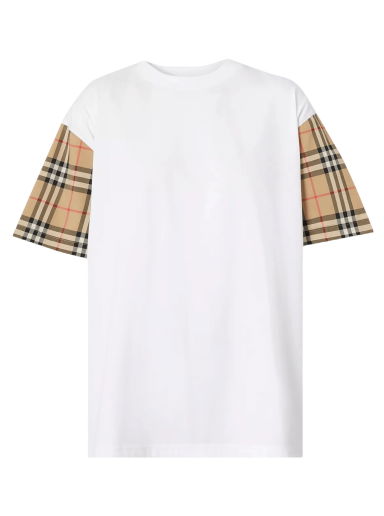 Tričko Burberry Vintage Check Sleeve Oversized T-Shirt Biela | 8042716