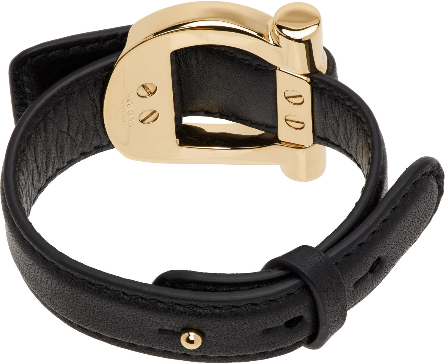 Náramok FERRAGAMO Salvatore Ferragamo Gancini Leather Bracelet Čierna | 780852, 1