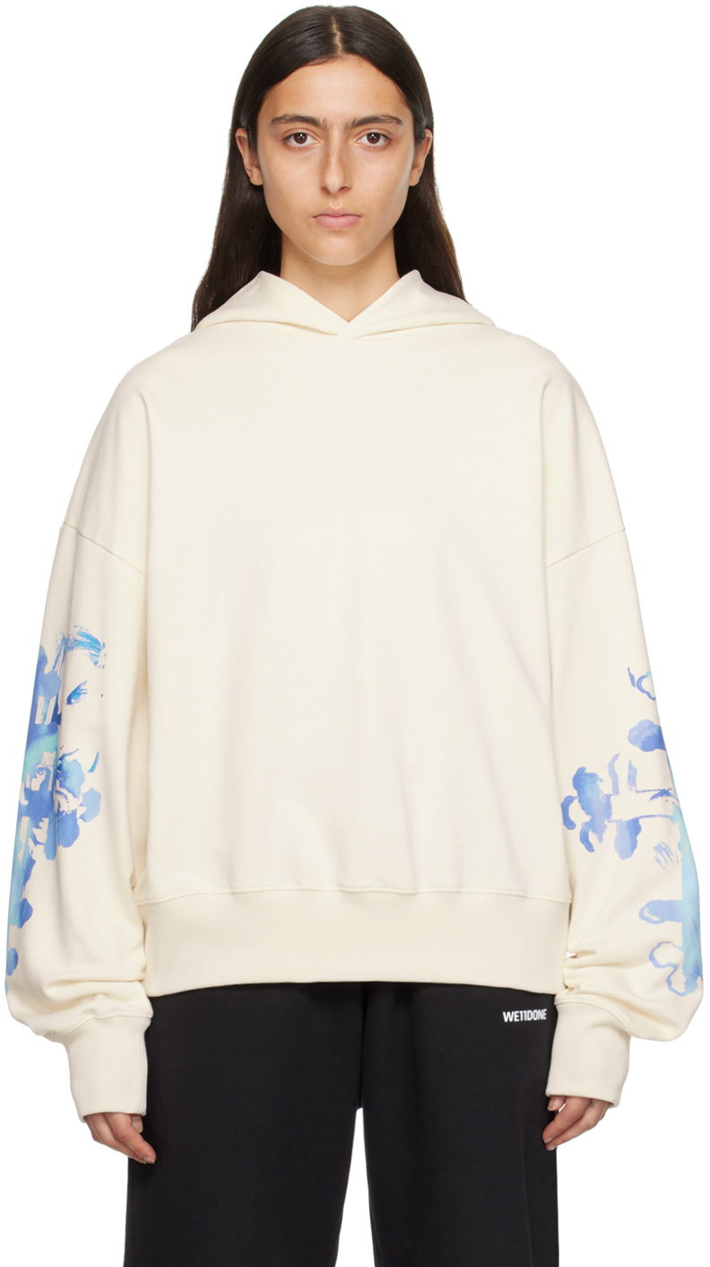 Mikina We11done Floral Print Oversized Hoodie Biela | WD-TH3-23-887-U-WH, 0