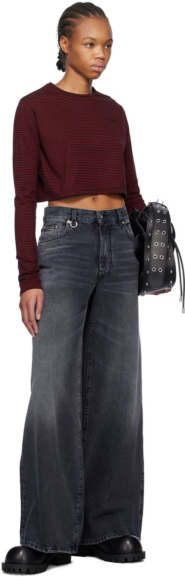 Crop Top We11done We11done Striped Cropped Longsleeve T-Shirt Červená | WD-TT0-25-716-W-BK, 3