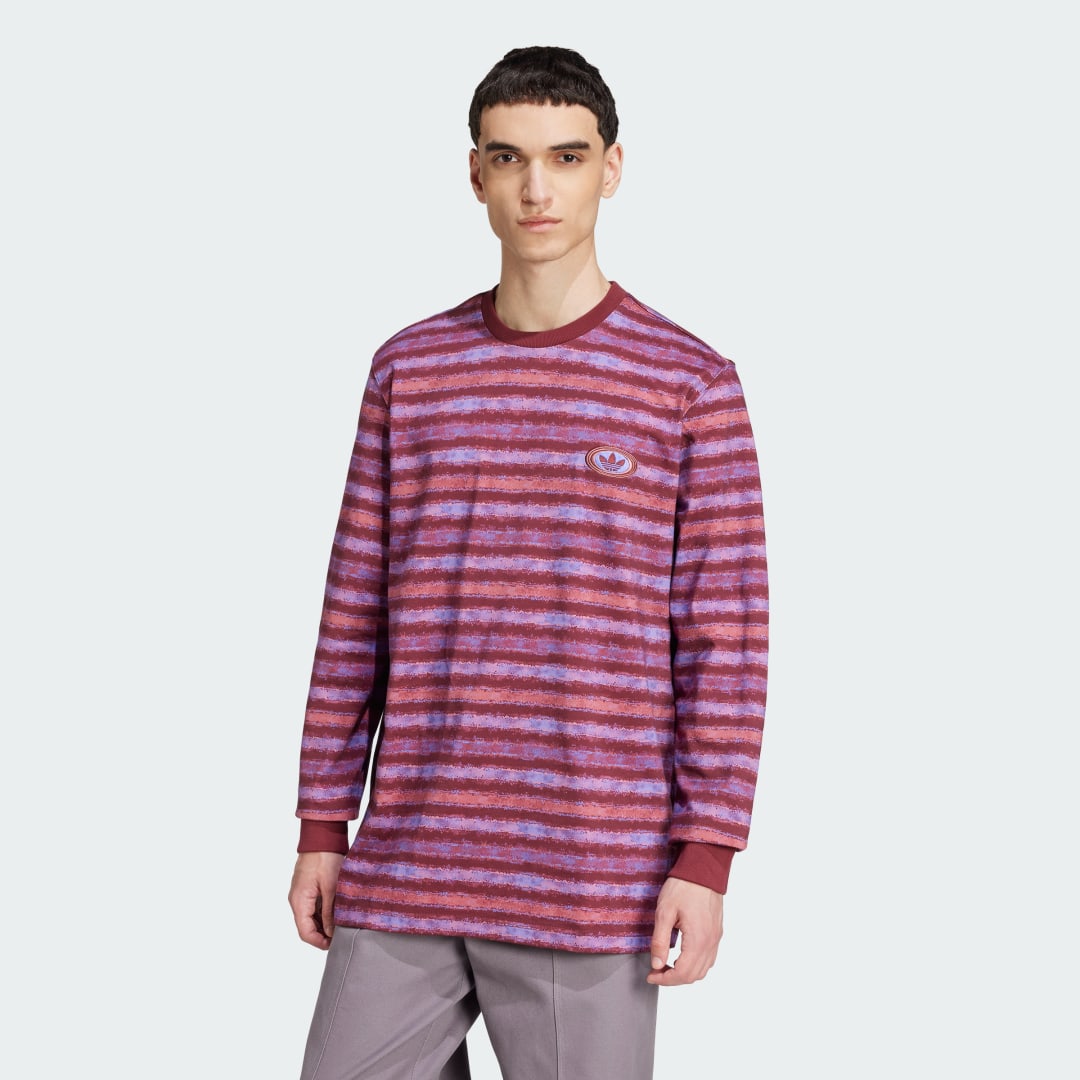 Tričko adidas Originals 90s Long Sleeve Stripe Fialová | JL6153, 0