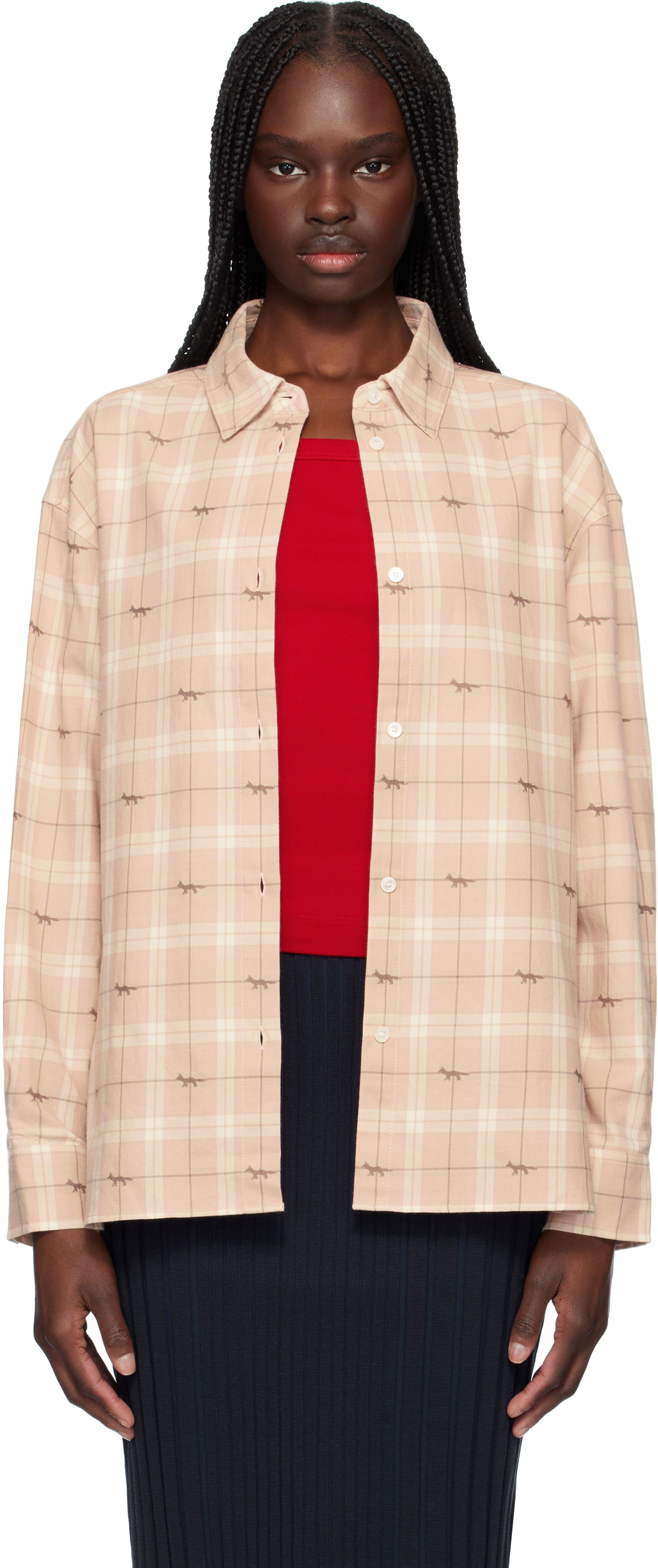 Košeľa MAISON KITSUNÉ Maison Kitsuné Light Fox Print Overshirt Béžová | OW00431WW0118, 0