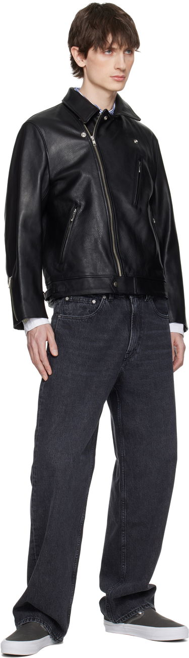 Bomber bunda WACKO MARIA WACKO MARIA Double Riders Leather Jacket Čierna | 25SS-WMO-BL02, 3