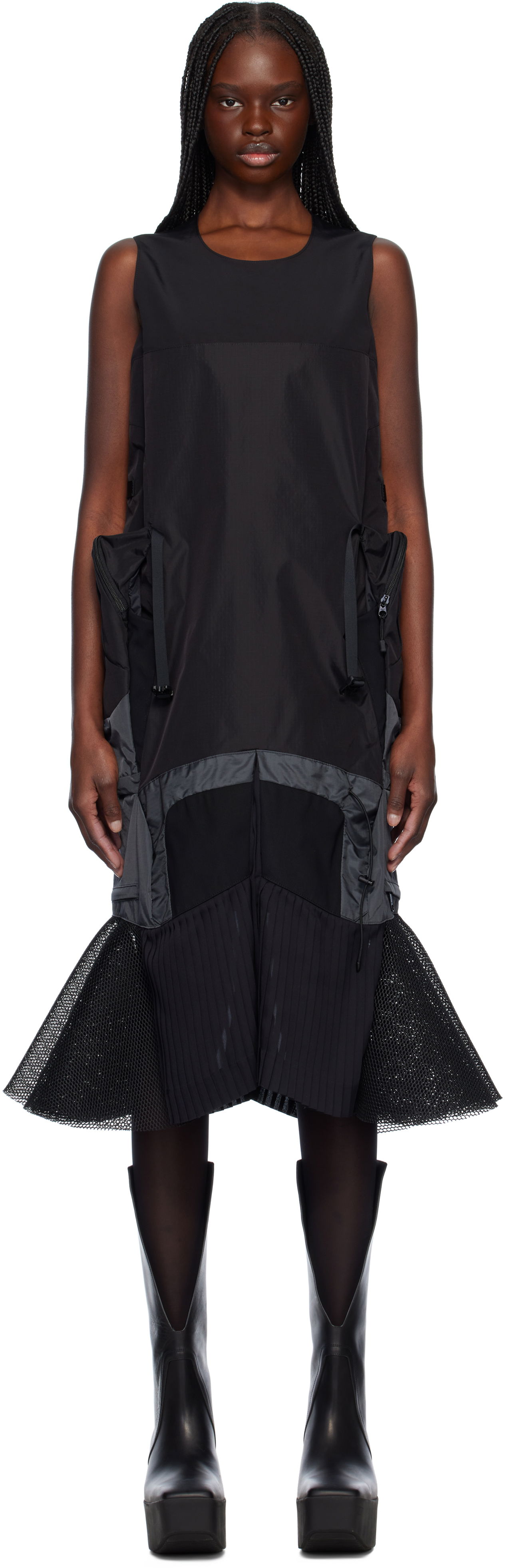 Šaty Junya Watanabe Junya Watanabe Paneled Midi Dress Čierna | JO-O024-051-1, 0
