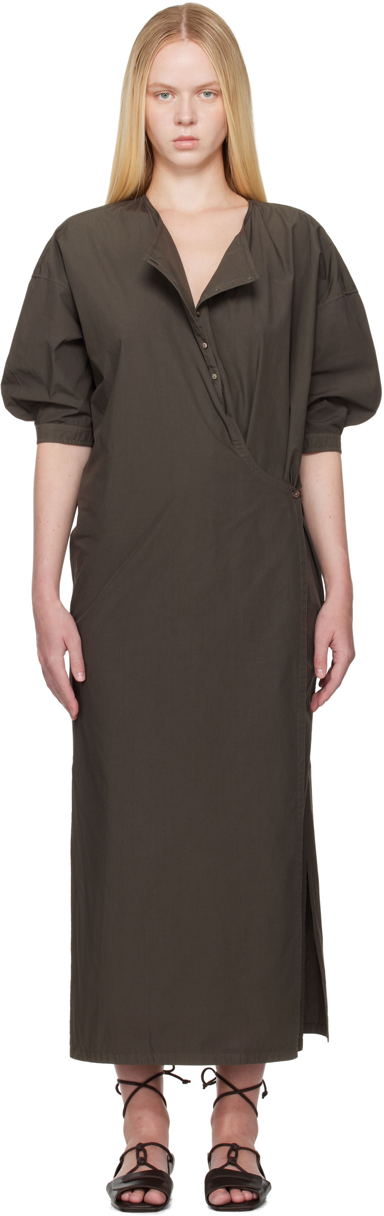Šaty LEMAIRE Lemaire Short Sleeve Twisted Midi Dress Zelené | DR1100 LF1356, 0