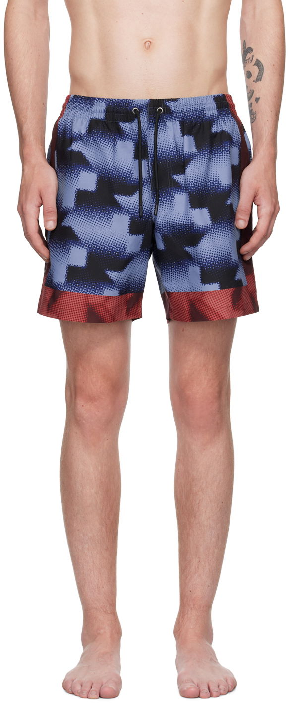 Plavky Dries Van Noten Printed Swim Shorts Modrá | 242-022500-9266