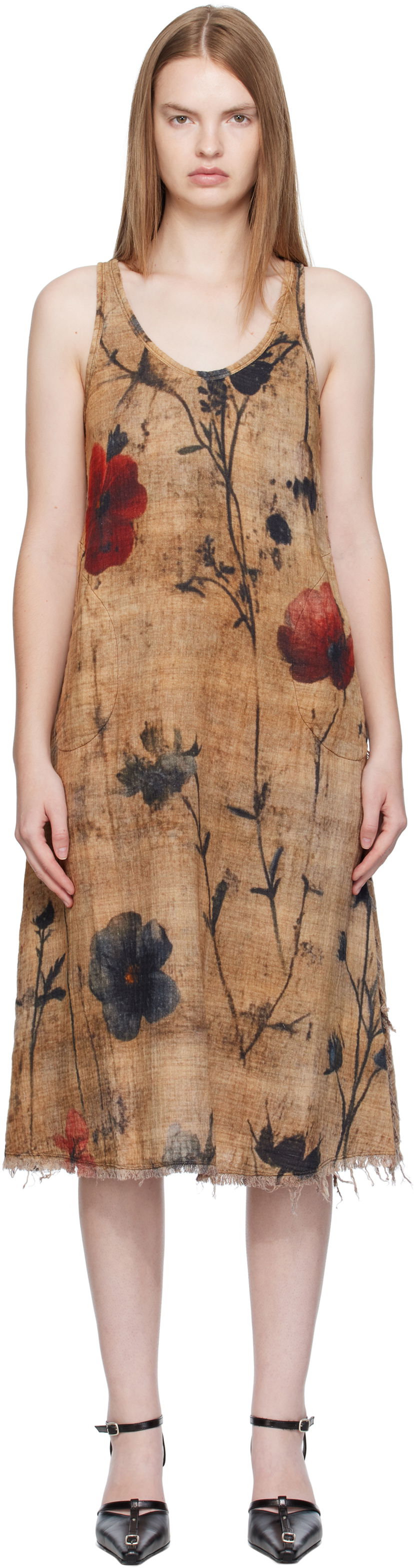 Šaty R13 R13 Reversible Tank Midi Dress Hnedá | R13WR466-R583B