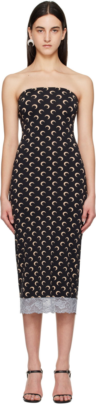 Šaty Marine Serre Marine Serre Moon Print Bustier Midi Dress Čierna | WDR333A CJER0001, 0