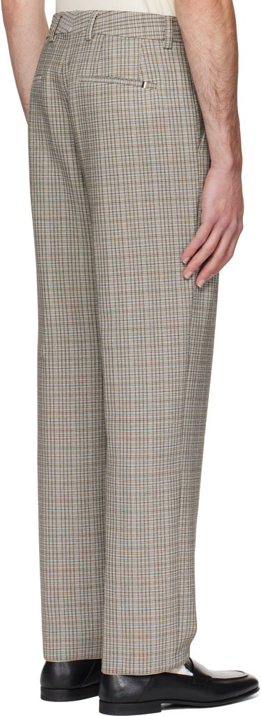 Nohavice BOSS BOSS Relaxed-Fit Checked Stretch Trousers Hnedá | 50546061, 2