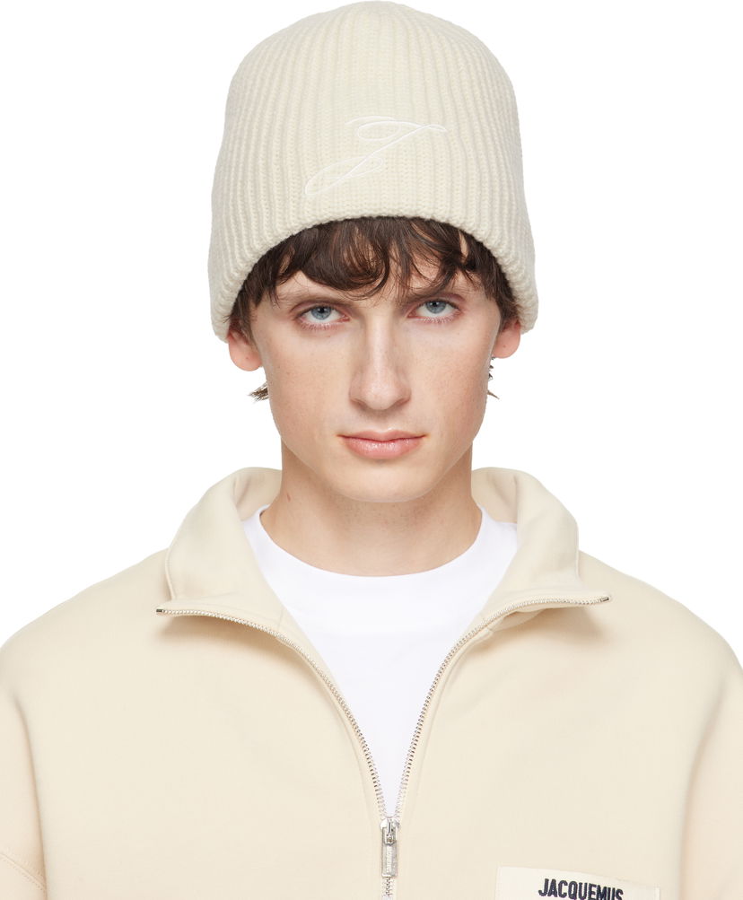 Kulicha Jacquemus 'The Espiral' Rib Knit Beanie Biela | 25HACU00770AK00206