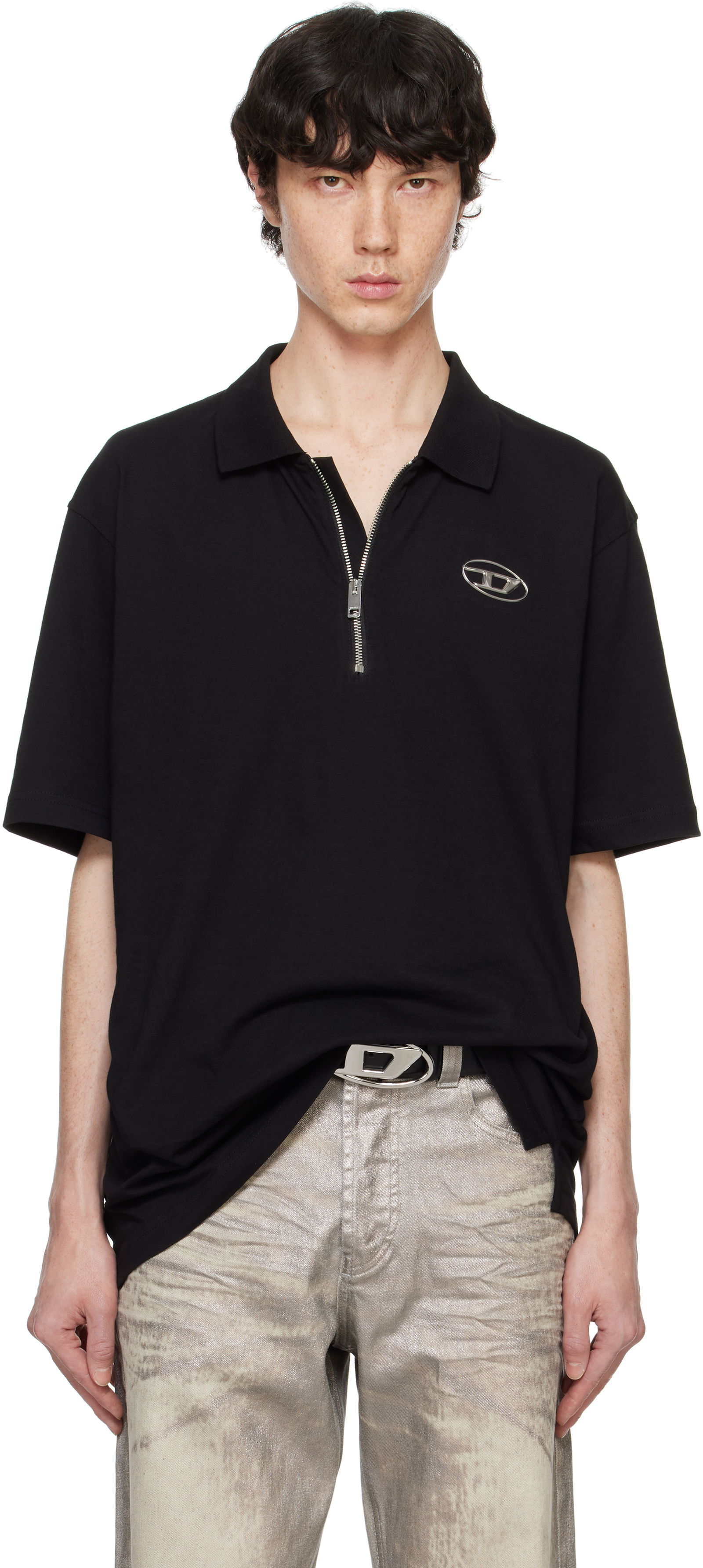 Black Half-Zip Polo