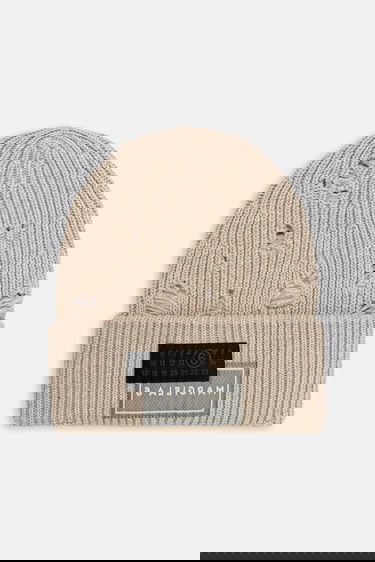 Kulicha Maison Margiela MM6 Maison Margiela Distressed Knit Beanie Béžová | SH0TB0001.M13138.806M, 0