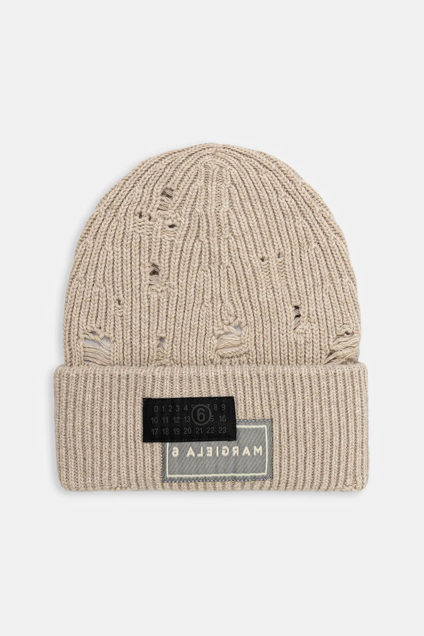 Kulicha Maison Margiela MM6 Maison Margiela Distressed Knit Beanie Béžová | SH0TB0001.M13138.806M