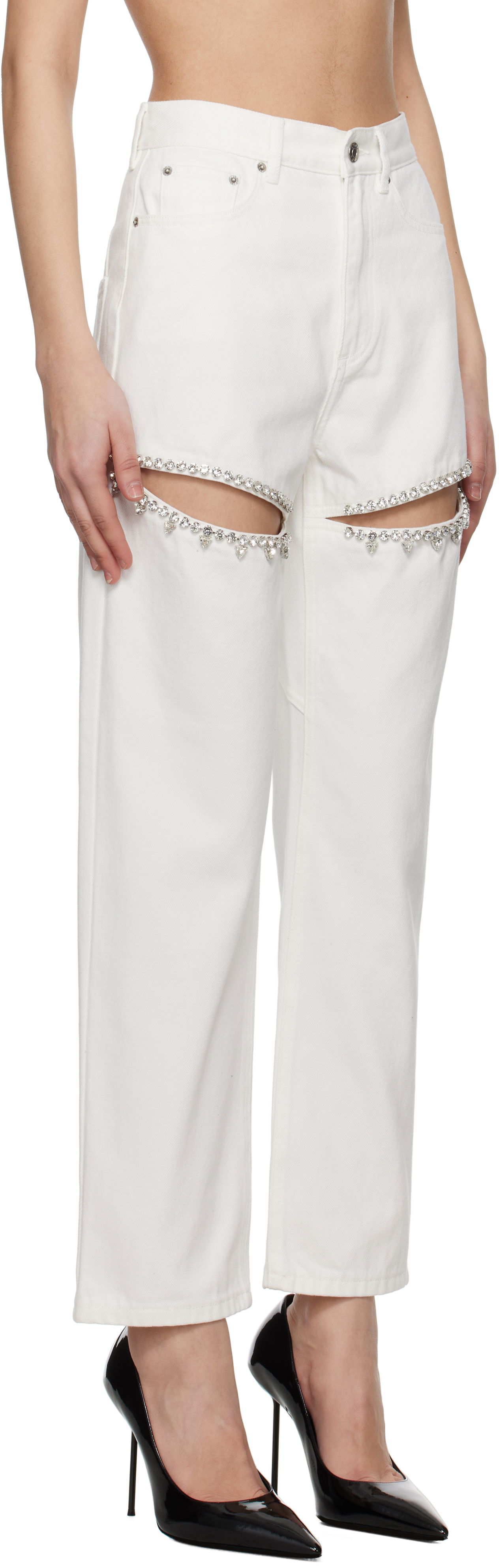 Džínsy Area AREA Crystal Slit Jeans Biela | 0000P01335, 1