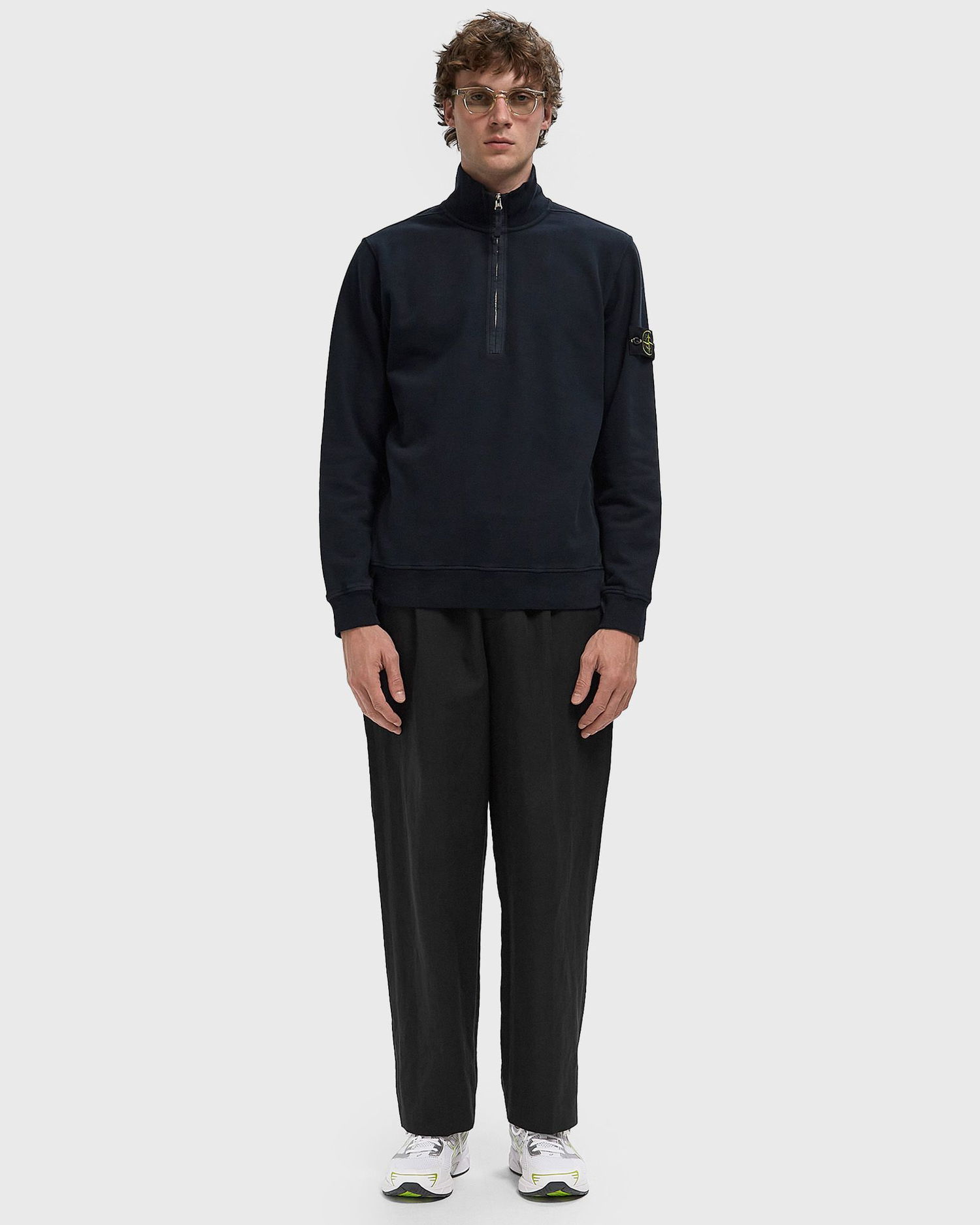 Mikina Stone Island Long Sleeve 1/4 Zip Sweatshirt Navy | K2S156100068S0A20.V0020, 1