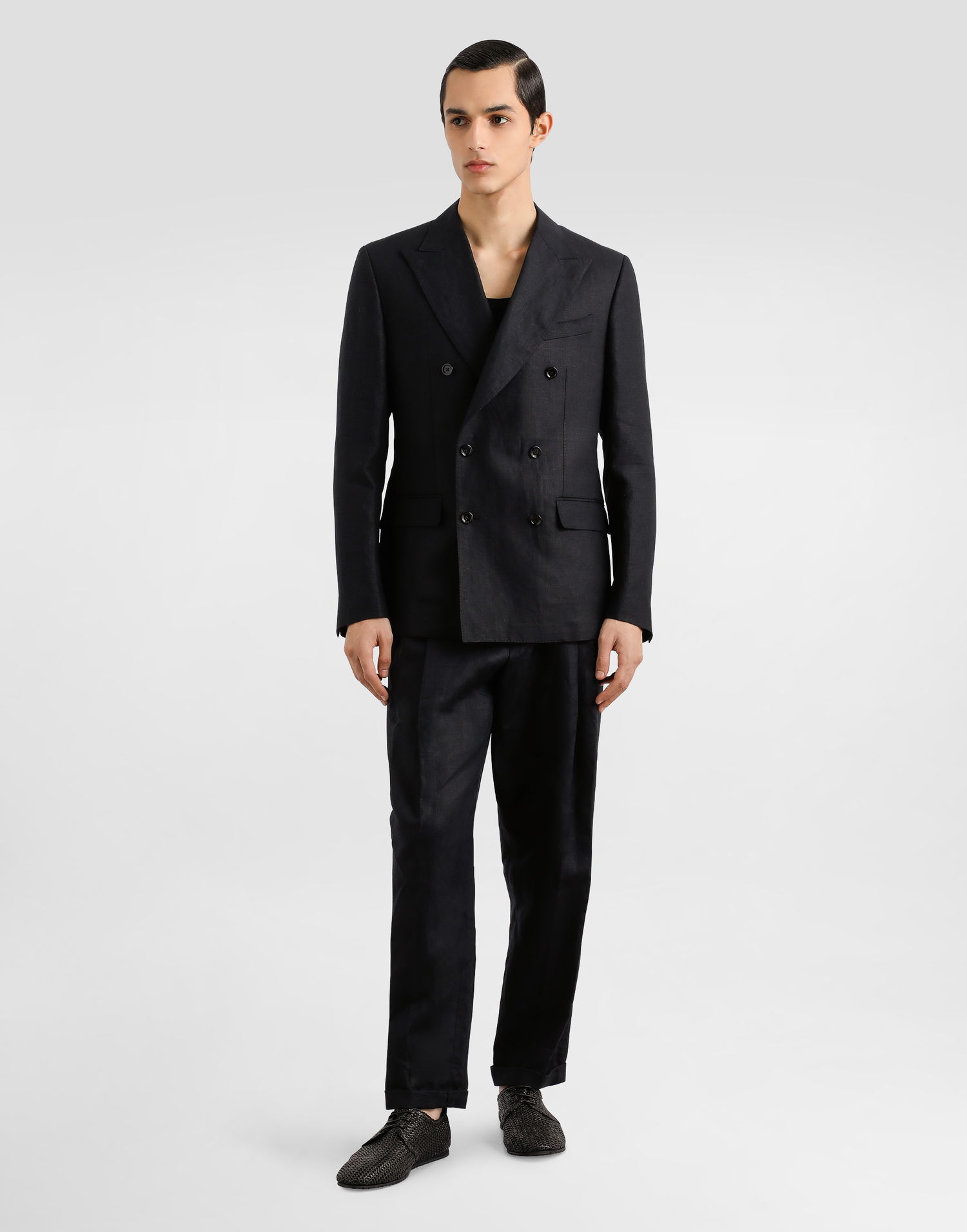 Bunda Dolce & Gabbana Dolce & Gabbana Double-breasted Linen Jacket Čierna | G2QS7TFU4MCN0000, 1