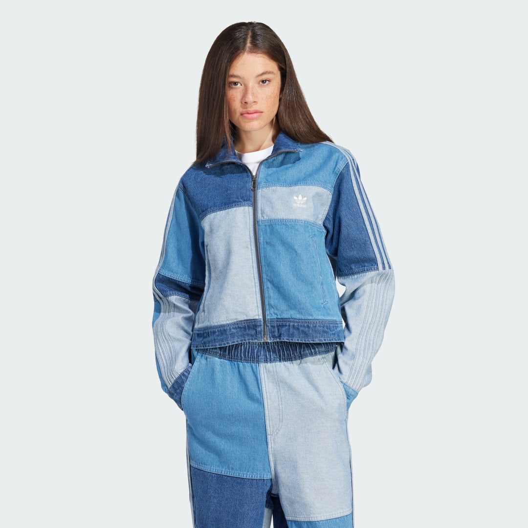 Bunda adidas Originals KSENIASCHNAIDER x Denim Patchwork Jacket Modrá | IU2464, 1