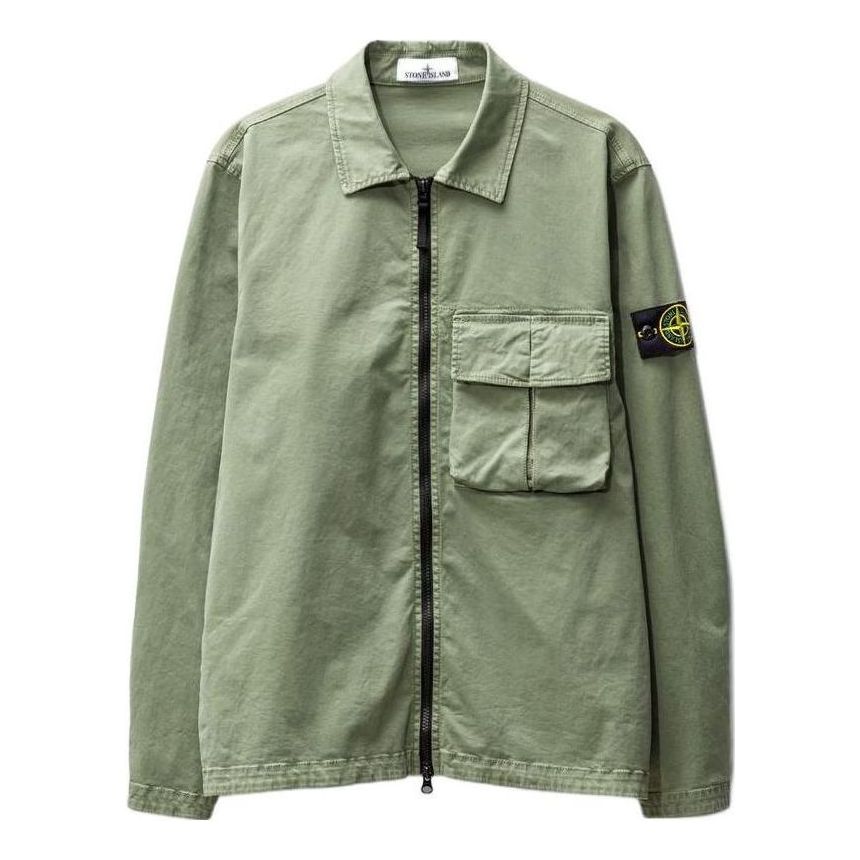 Košeľa Stone Island Compass-Patch Zipped Shirt Jacket Zelené | 781510304-V0155, 0