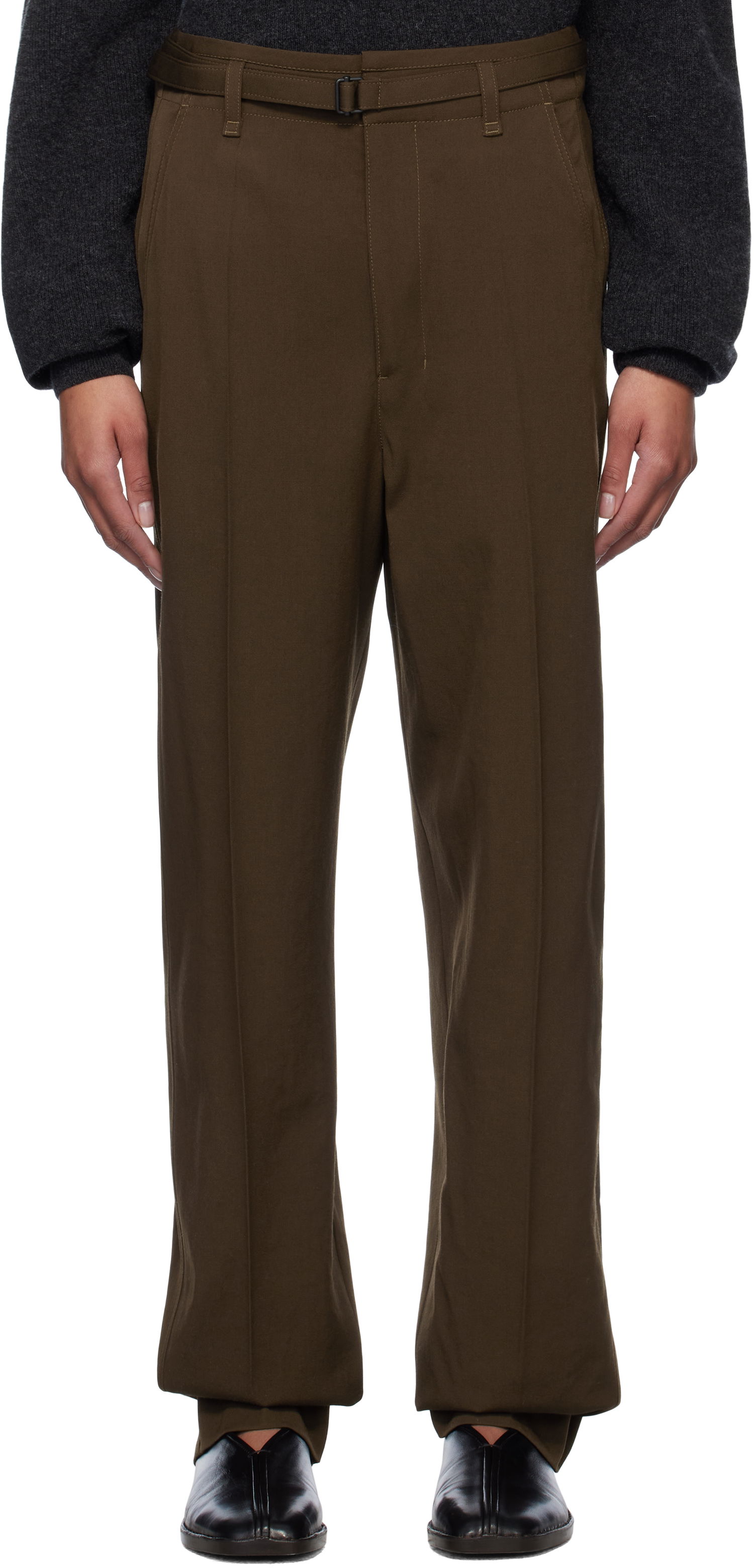 Nohavice LEMAIRE Lemaire Belted Soft Tailored Trousers Hnedá | PA1155 LF1317, 0