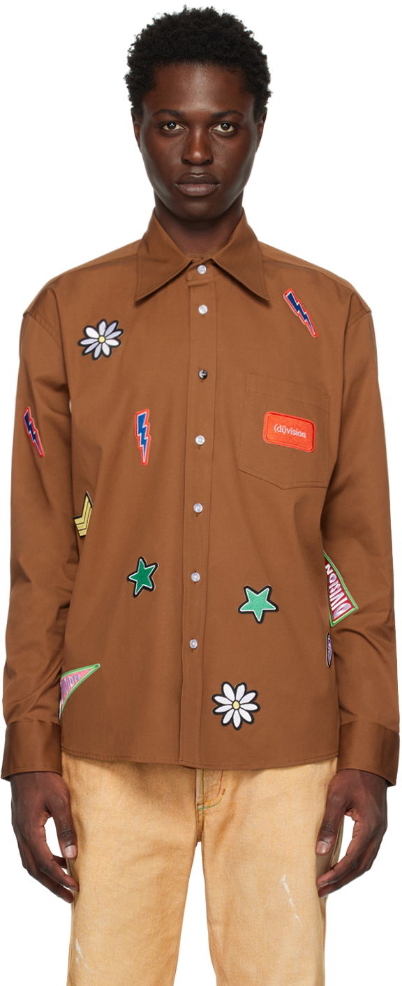 Košeľa (di)vision Brown Patchwork Shirt Hnedá | 46SS23, 0