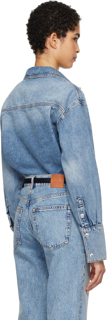 Opasok Anine Bing Dante Denim Button-Up Shirt Čierna | A-07-10239-WHD1, 2