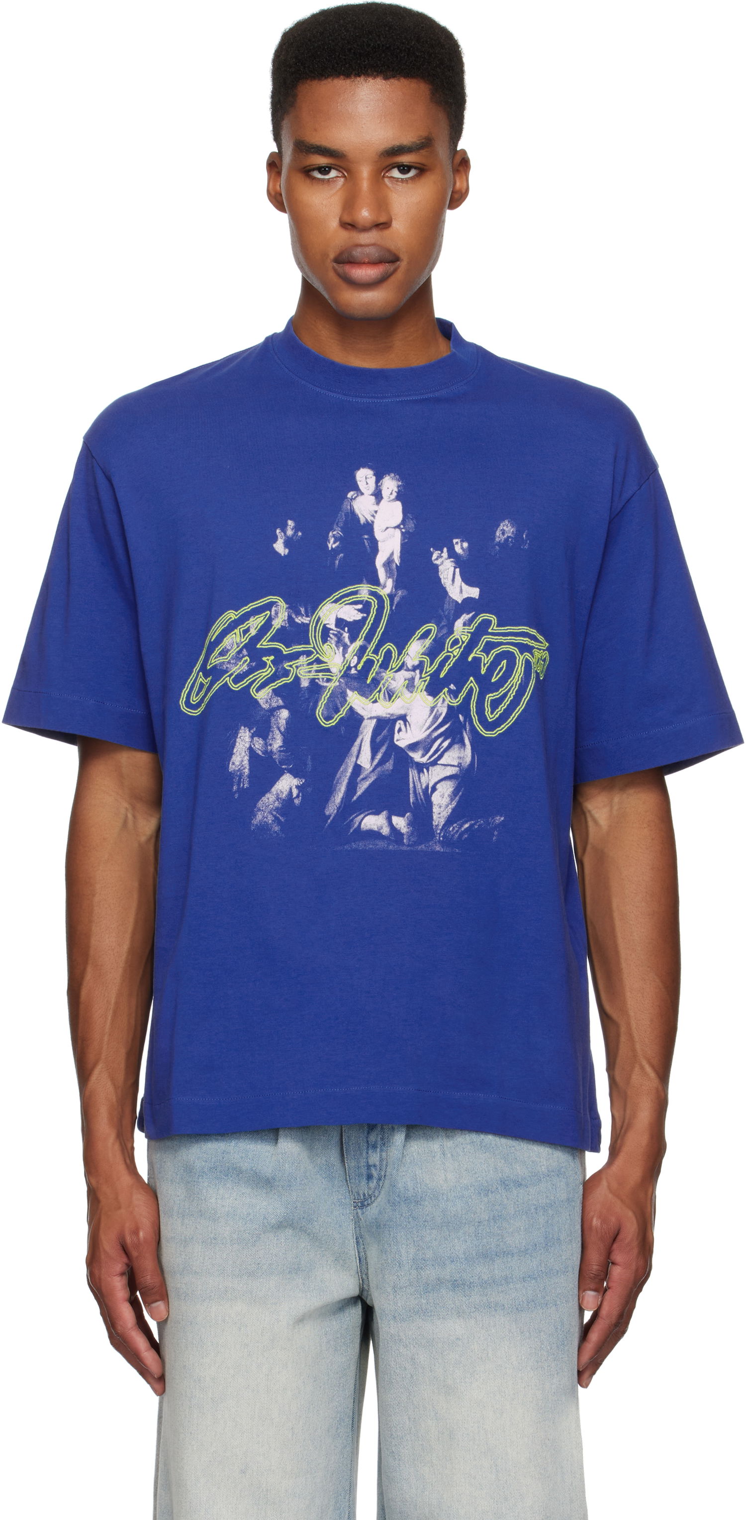 Tričko Off-White Script Mary Skate T-shirt Modrá | OMAA120F24JER0084584, 0