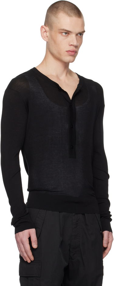 Tričko Tom Ford Tom Ford Four-Button Henley Čierna | KYL023-YMS081F24, 1