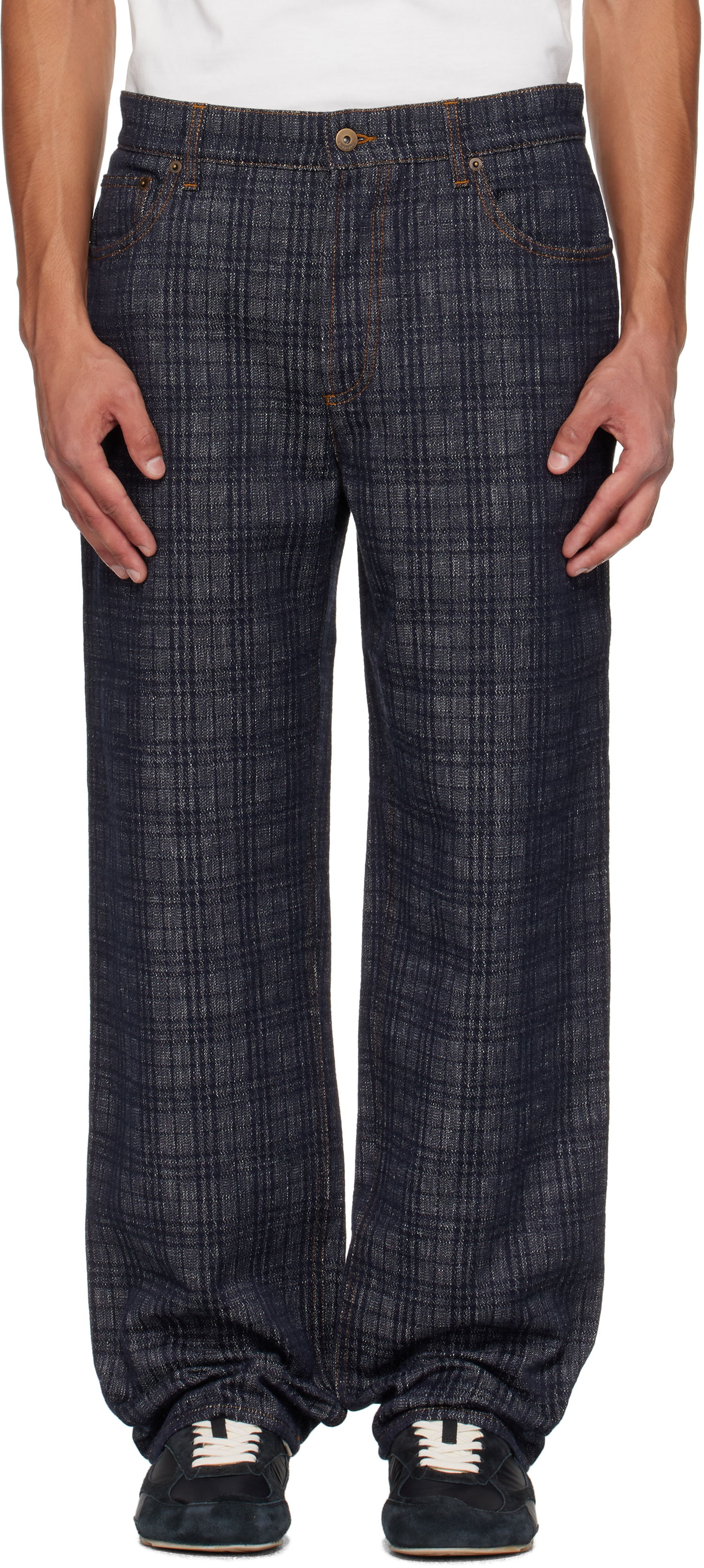 Džínsy Burberry Burberry Loose Check Jeans Modrá | 8110647, 0