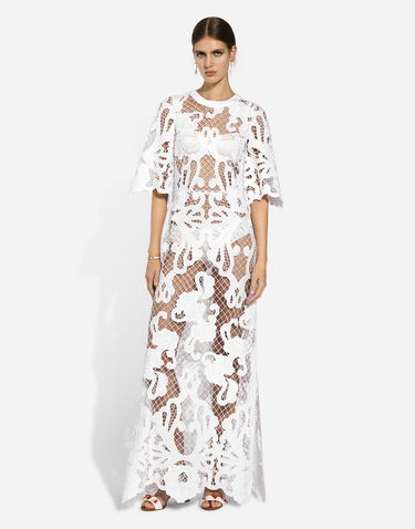 Šaty Dolce & Gabbana Dolce & Gabbana Openwork Embroidered Long Dress Biela | F6JKHZFG6AEW0800, 1