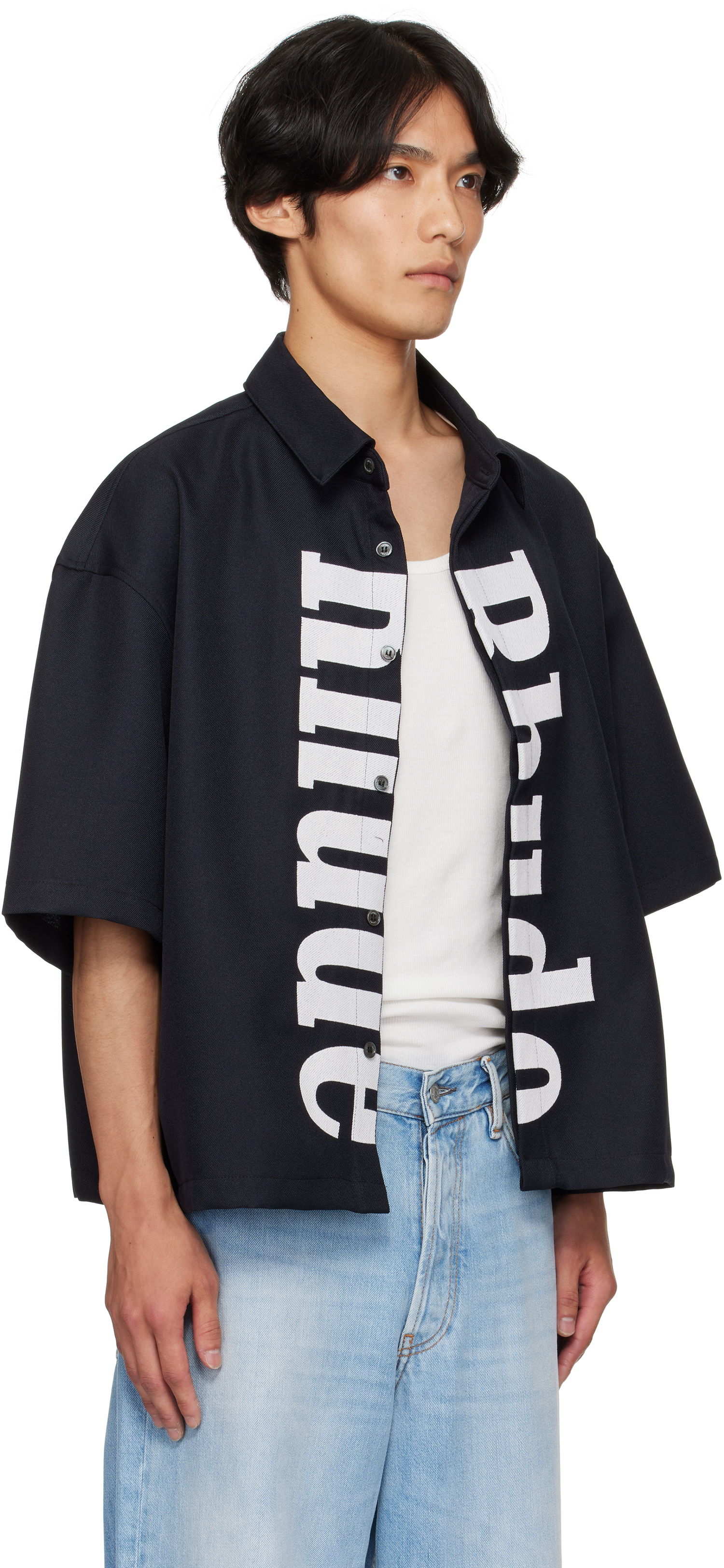 Košeľa Rhude Rhude Center Logo Button-Up Shirt Čierna | RHPF25SR01731, 1