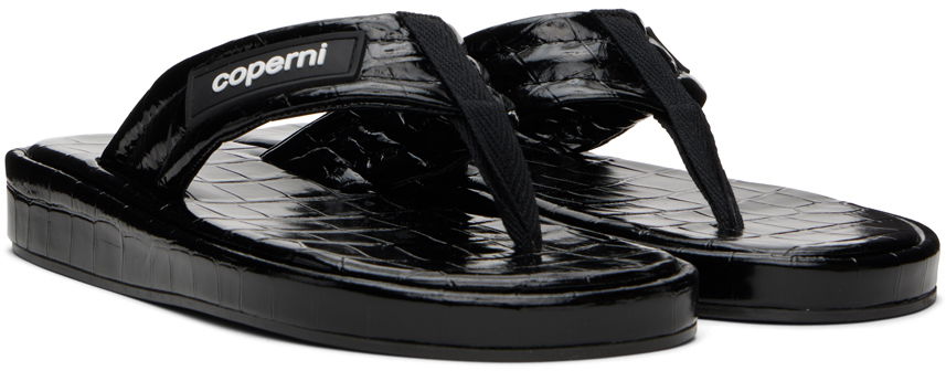 Embossed Logo Thong Platform Sandals