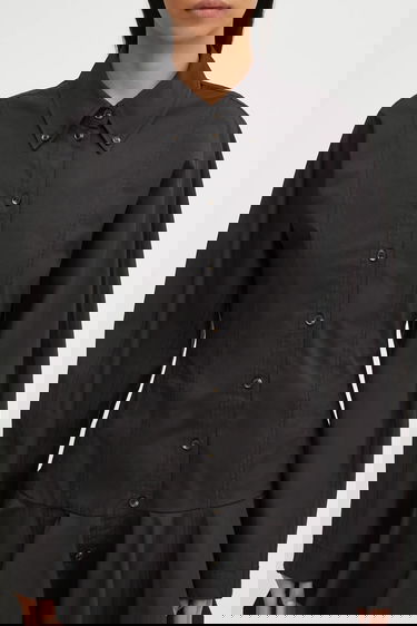 Šaty GANNI Stretch Cotton Buttoned Mini Shirt Dress Čierna | W1001, 3