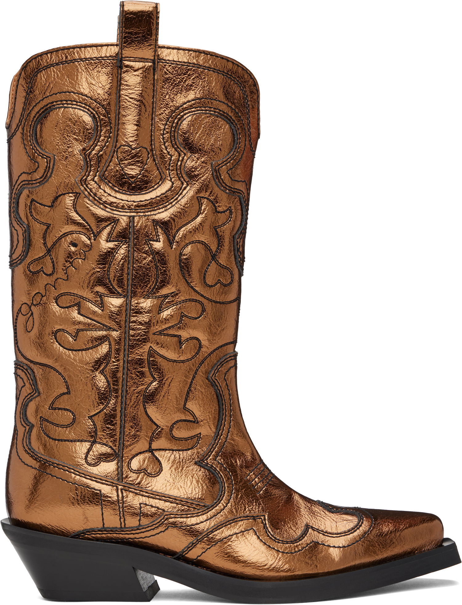 Tenisky a topánky GANNI Mid Shaft Embroidered Western Boots Hnedá | S2743, 0