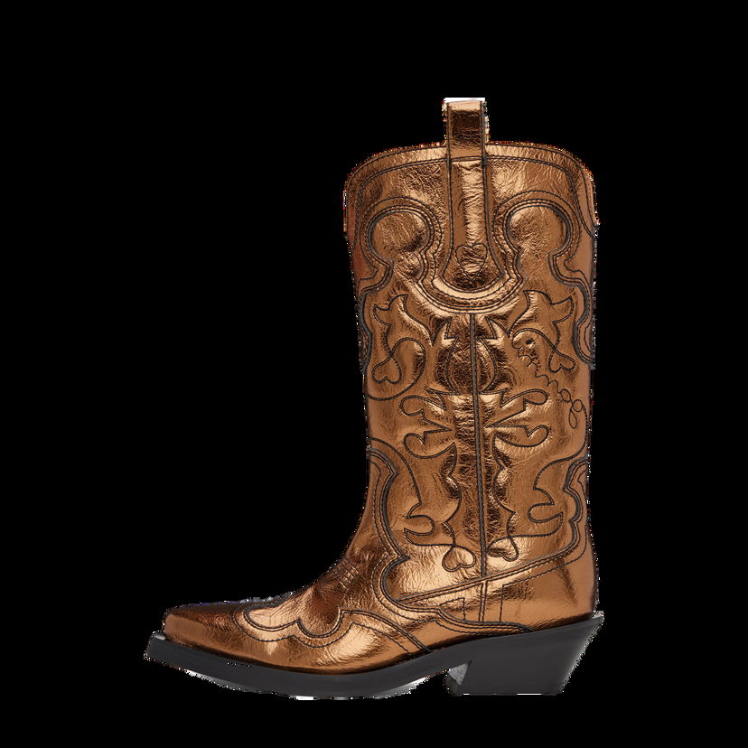 Tenisky a topánky GANNI Mid Shaft Embroidered Western Boots Hnedá | S2743