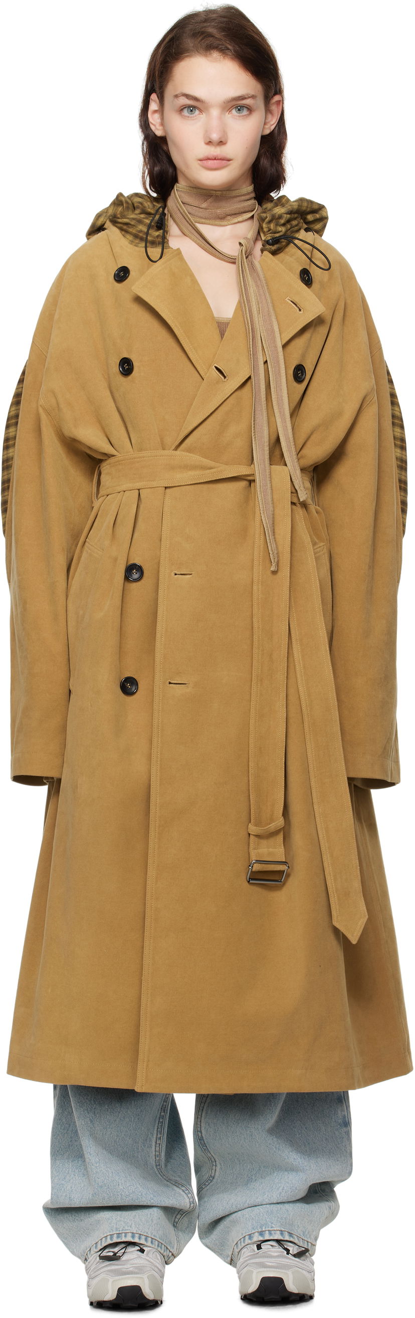 Trenčkot Y/PROJECT Insert Hood Trench Coat Béžová | 203CO003