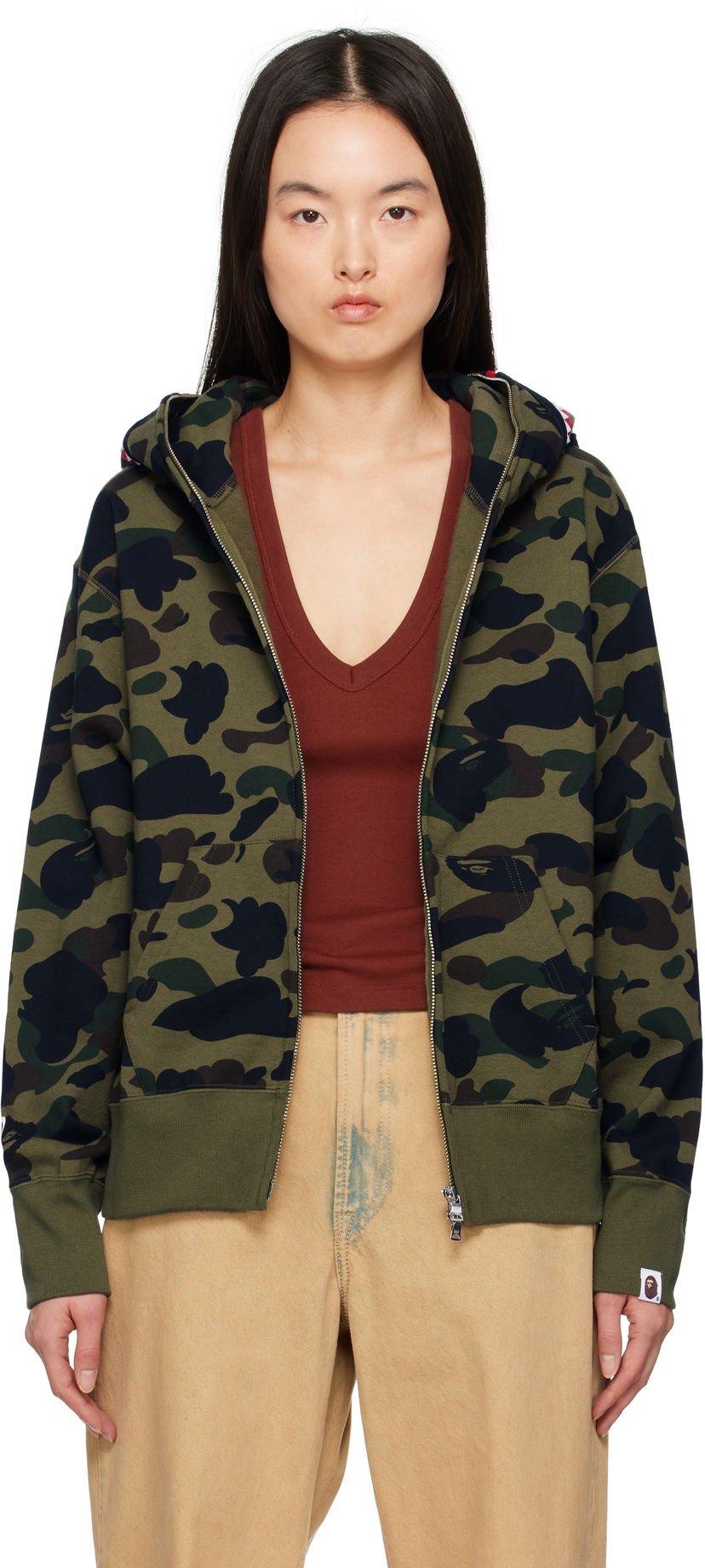 Mikina BAPE A Bathing Ape ABC Camo Shark Full Zip Hoodie Zelené | 001ZPK802006L