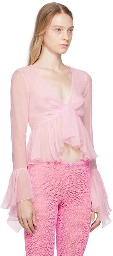 Košeľa Blumarine Blumarine Ruffled Tie-Front Blouse Ružová | P344C005A, 1
