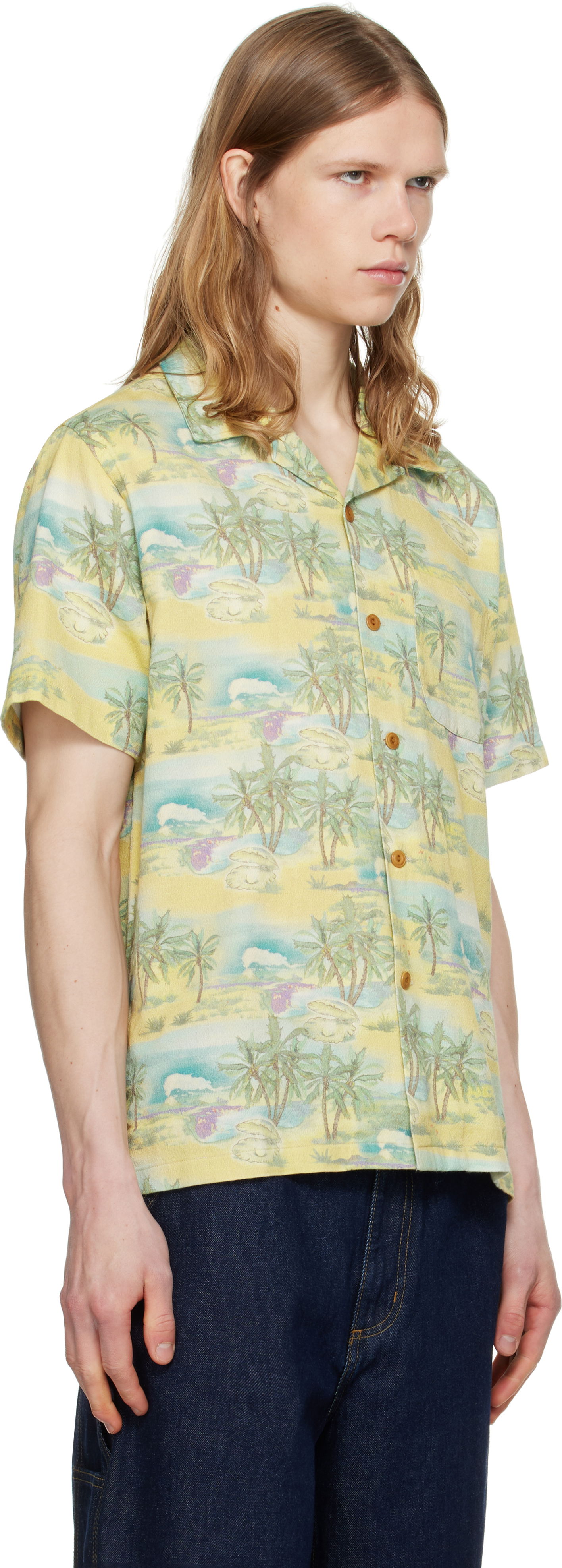 Košeľa Nudie Jeans Nudie Jeans Arvid Pearls Print Shirt Žltá | 140878, 1