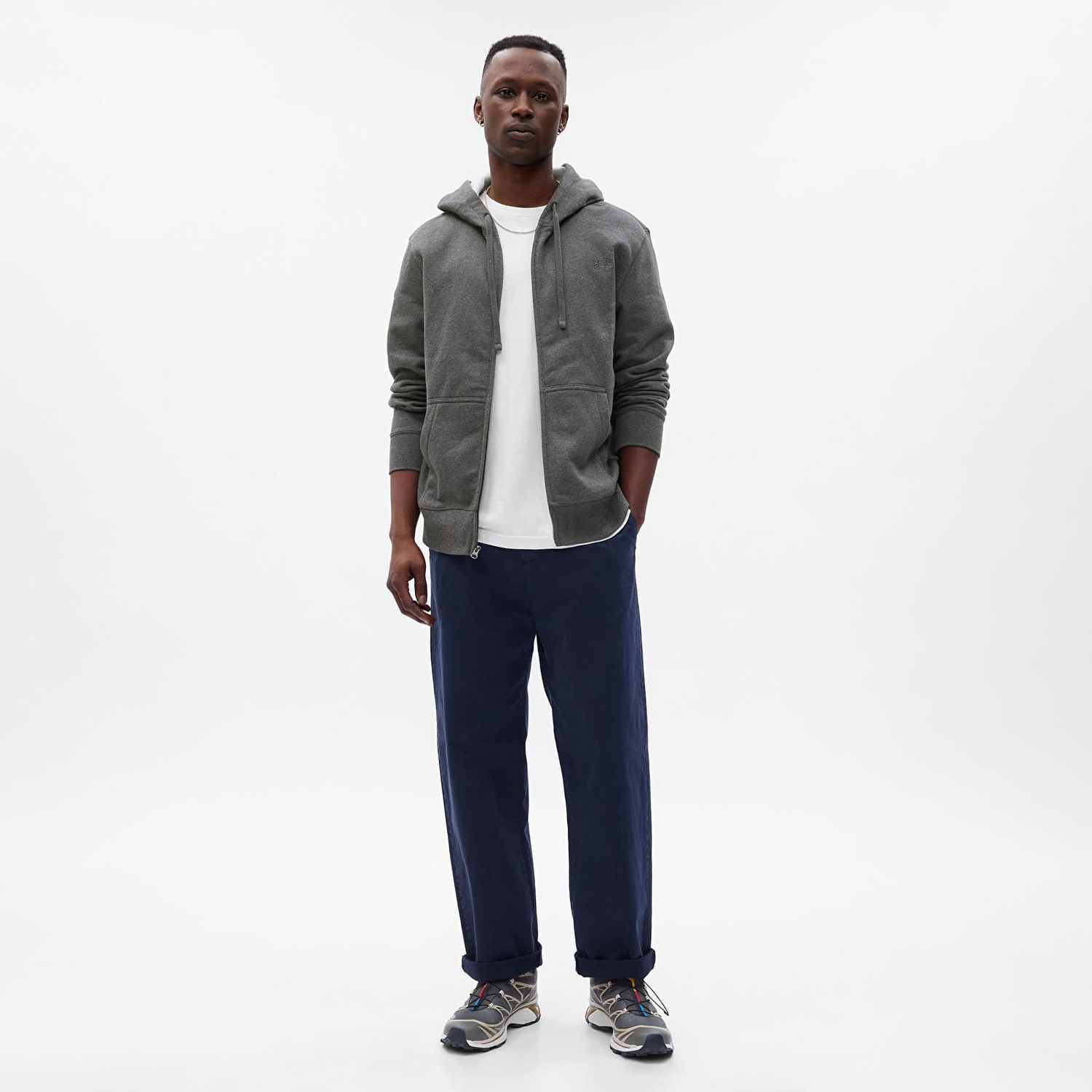 Mikina GAP Fullzip Logo Hoodie B65 Šedá | 754348-00, 0
