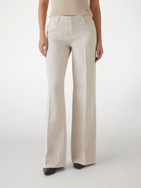 Nohavice GUESS Palazzo Denim Pant Béžová | W5RA96WFD53