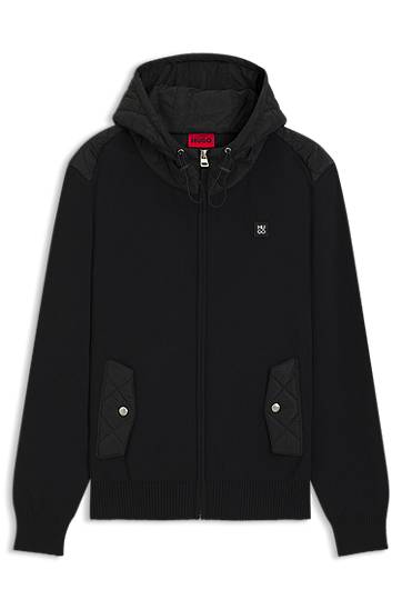 Bunda BOSS Regular-fit hooded jacket with quilted details Čierna | 50547003