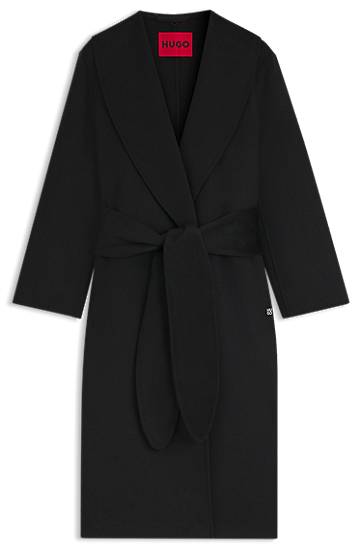Kabáty BOSS Relaxed-fit robe-style coat with tie-up belt Čierna | 50546753