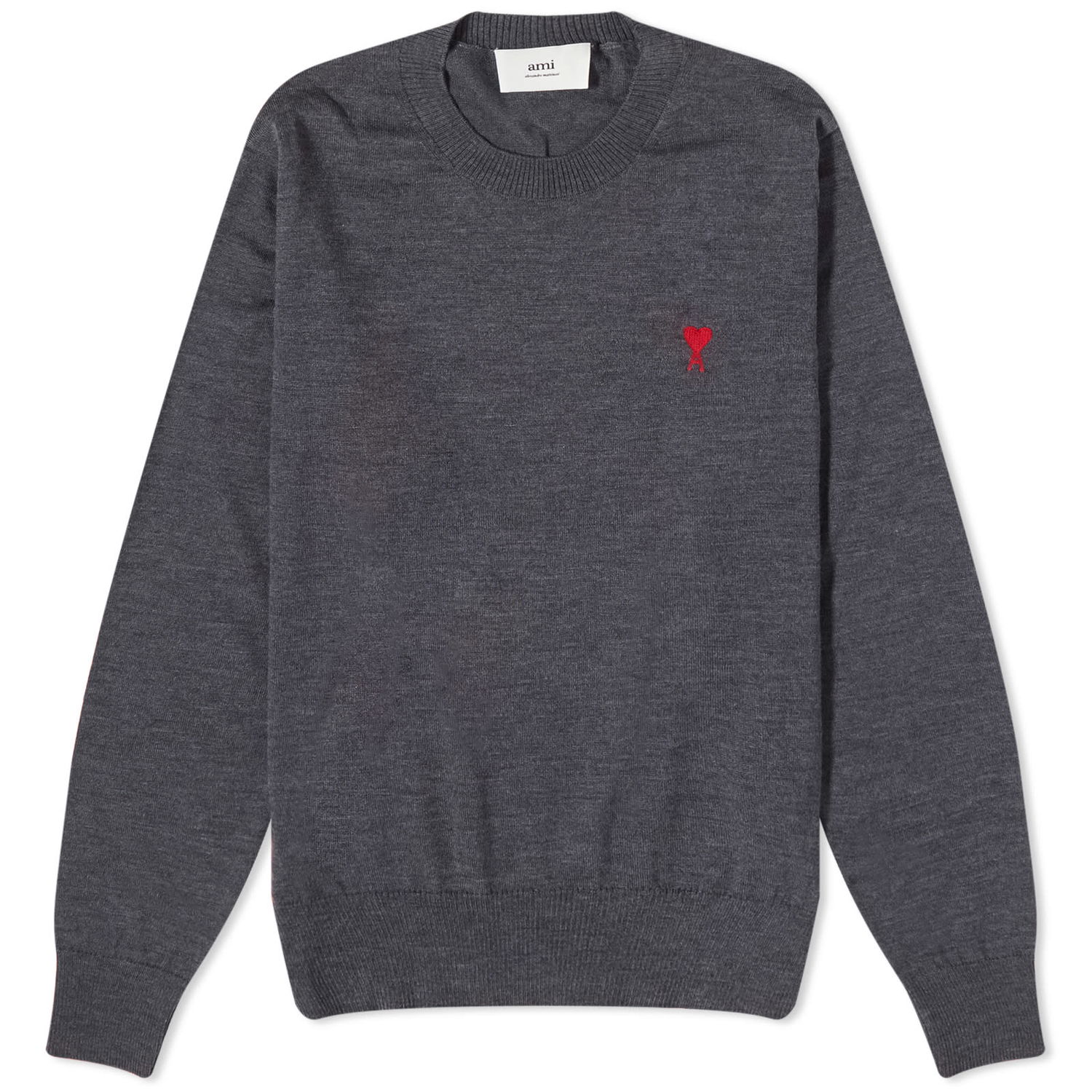 Sveter AMI Small A Heart Crewneck Šedá | HKS111-KN0025-055, 0