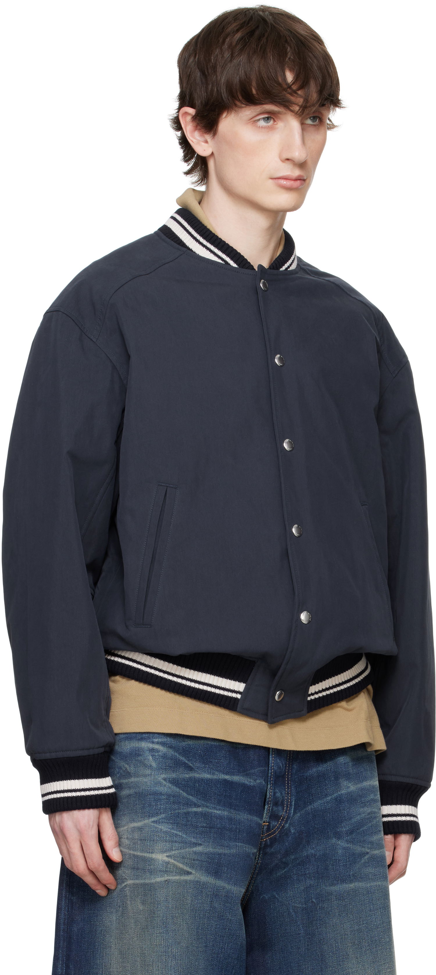 Bomber bunda MAISON KITSUNÉ Maison Kitsuné Teddy Bomber Jacket Navy | OM02116WQ4048, 1