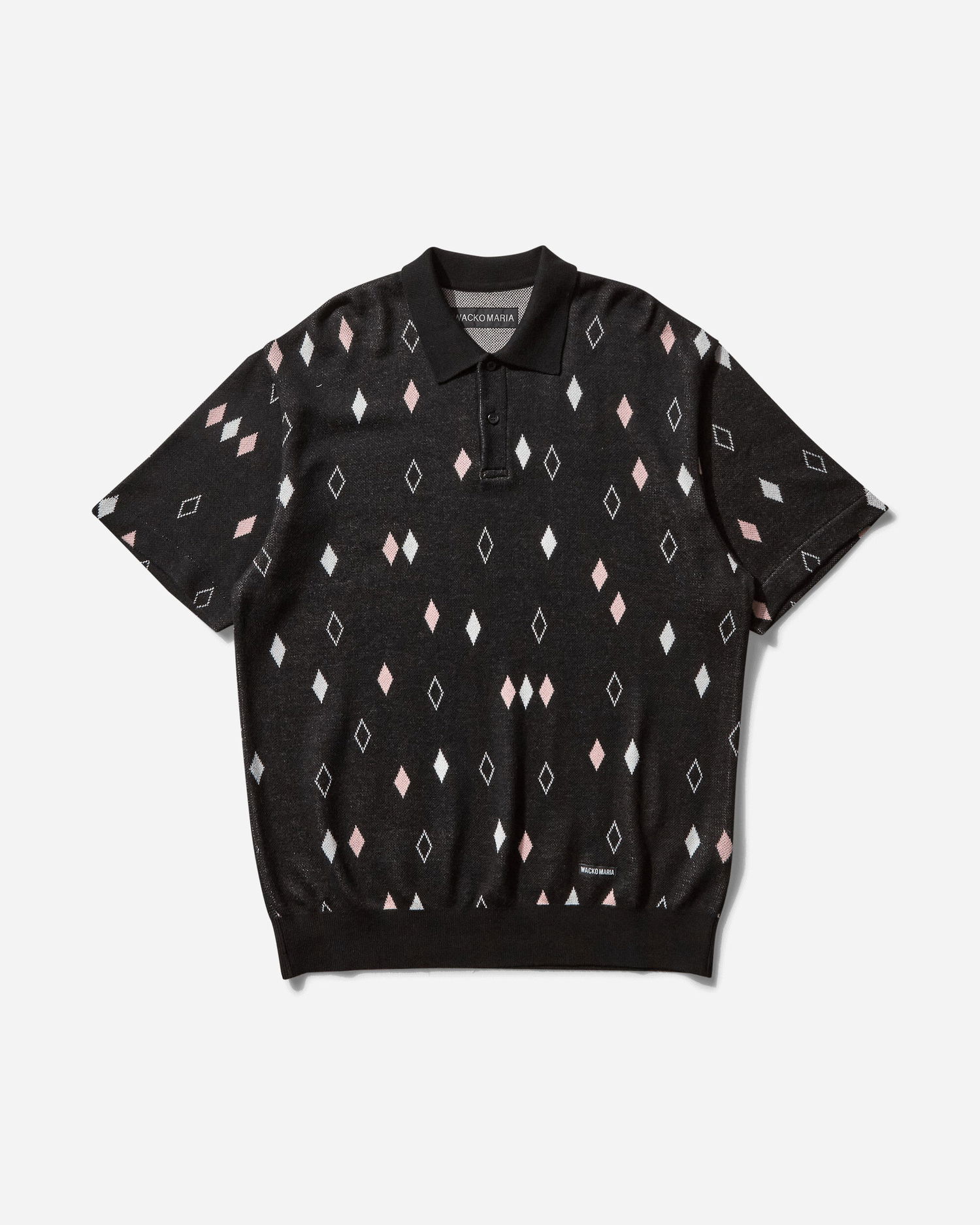Sveter WACKO MARIA Diamond Knit Polo Shirt Čierna | 25SS-WMK-KN21 BLACK, 1