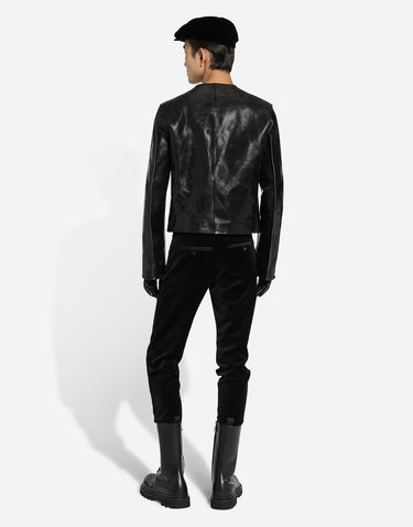 Bunda Dolce & Gabbana Collarless Leather Jacket Čierna | G9BHGLHULVXN0000, 2